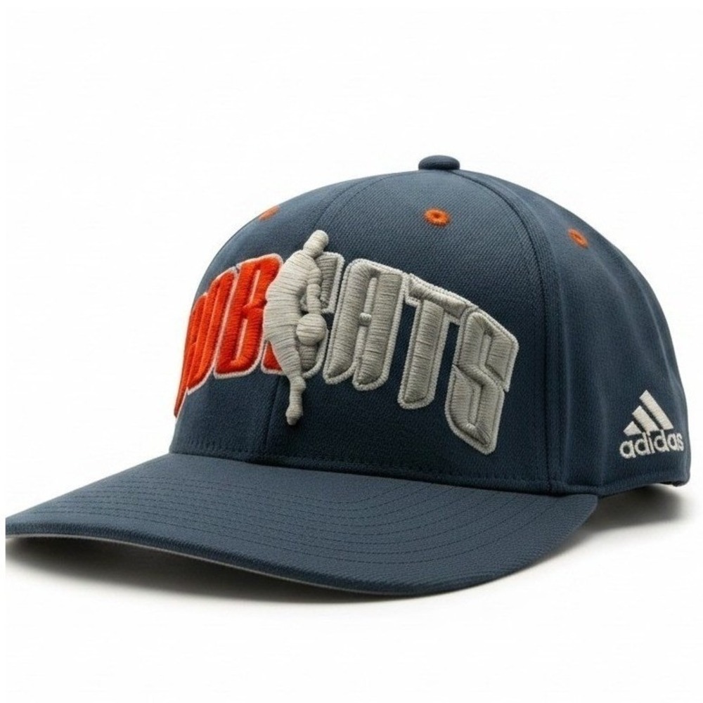Adidas NBA Charlotte Bobcats Fitted Hat L/XL Blue Orange Climalite Draft‎ Cap